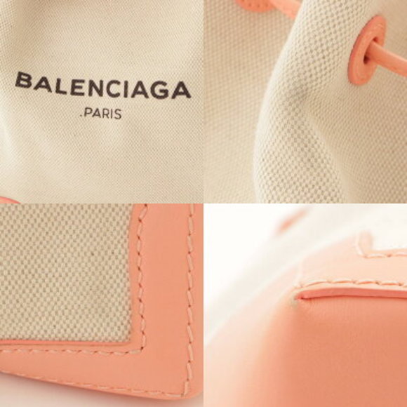 Balenciaga Navy Blue Bucket Canvas x Drawstring Bag White Pink - Picture 7 of 10